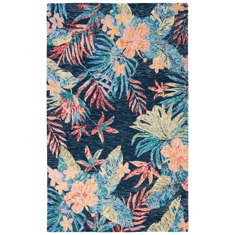 SAFAVIEH Handmade Aspen Aliisa Bohemian Floral Wool Rug - 2'3" x 5' - Blue/Pink