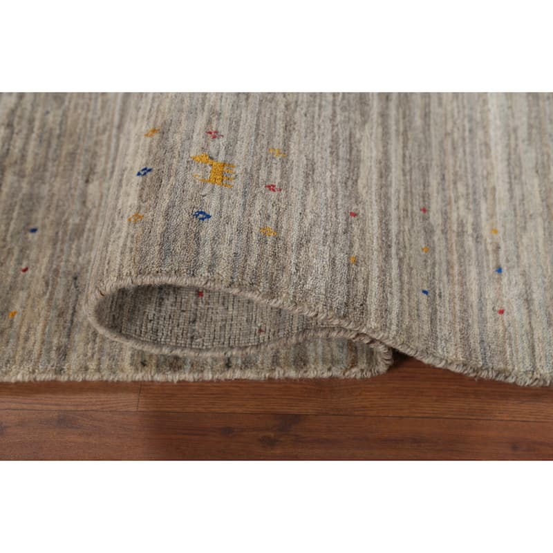 Striped Gabbeh Indian Runner Rug Hand-Knotted Wool Carpet - 2'11"x 9'8"