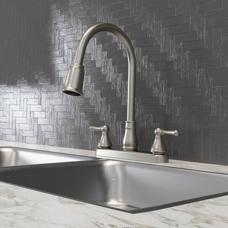 Belanger EBE78WBN2 Non-Metallic Two-Handle Pull-Down Kitchen Faucet, Brushed Nickel