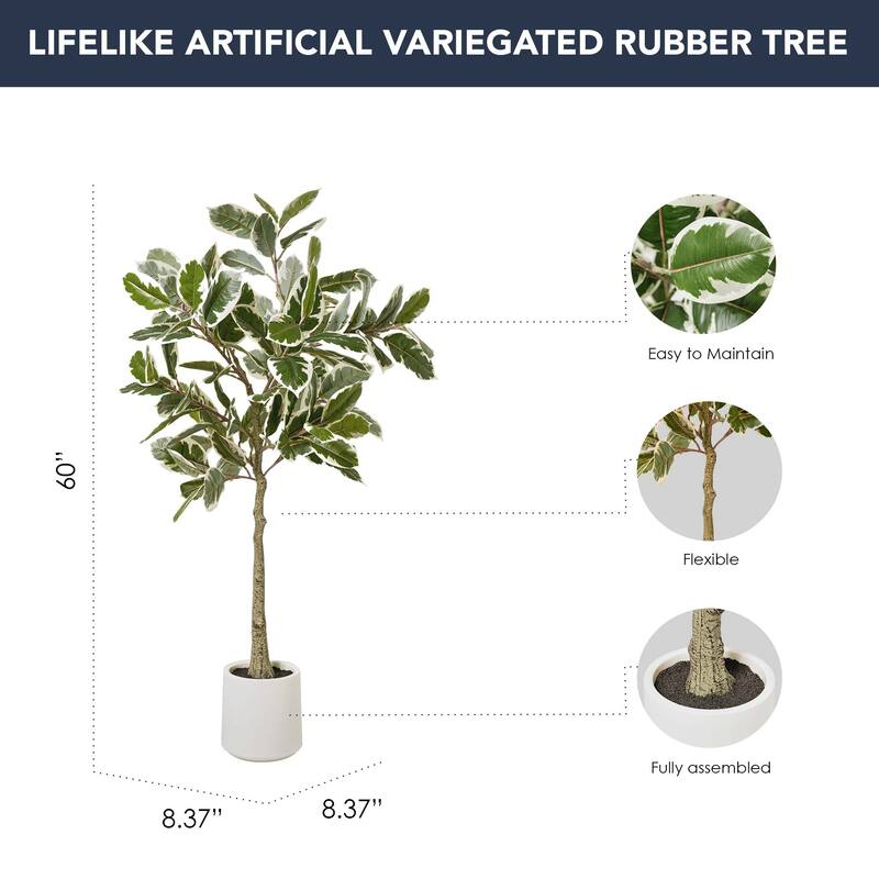 American Art Decor Artificial Faux Tree in White Tapered Ceramic Pot