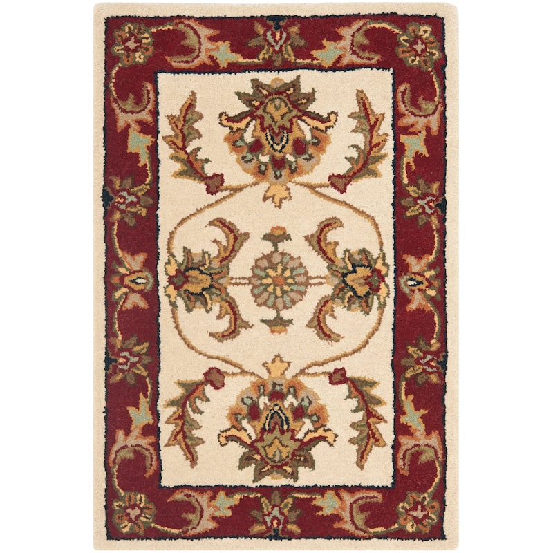 SAFAVIEH Handmade Heritage Block Print Rose Traditional Oriental Wool Rug