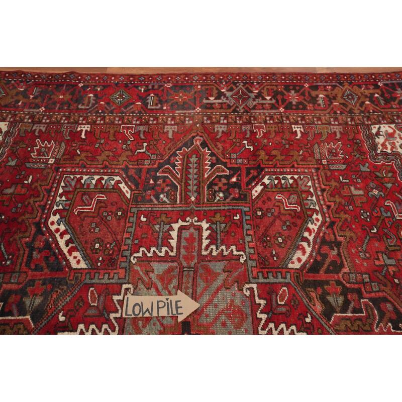 Hand Knotted Oriental 100% Wool Carpet Traditional Medallion Red Heriz Area Rug - 11' 6'' X 8' 7''