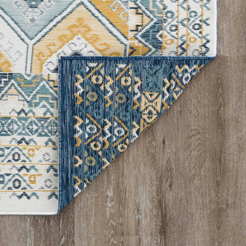 Alfresco Nautical & Coastal Geometric Reversible Indoor/Outdoor Area Rug