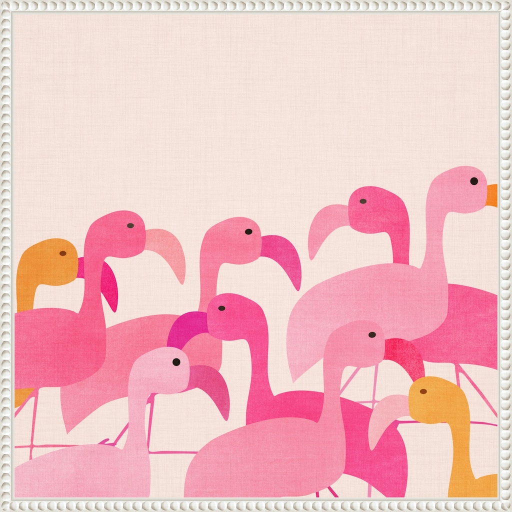Flamingos by Kristian Gallagher Framed Canvas Wall Art
