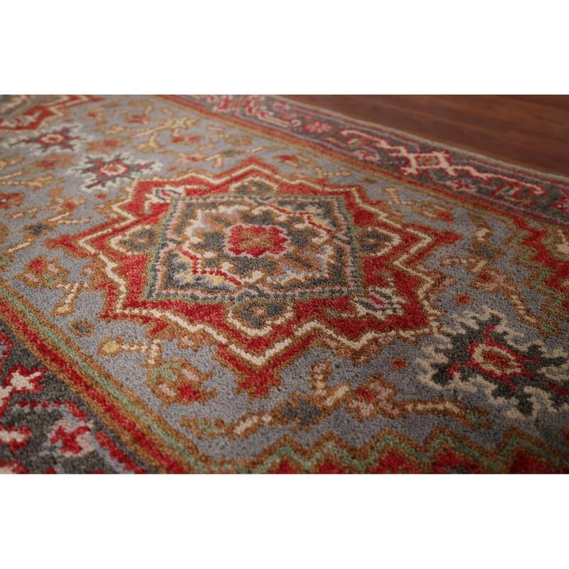 Gray Geometric Kazak Oriental Runner Rug Handmade Wool Carpet - 2'6"x 7'11"