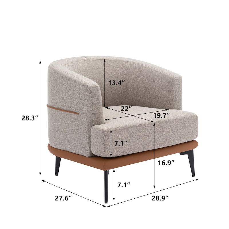 Modern Upholstered Accent Chair Two-Tone Barrel Armchair