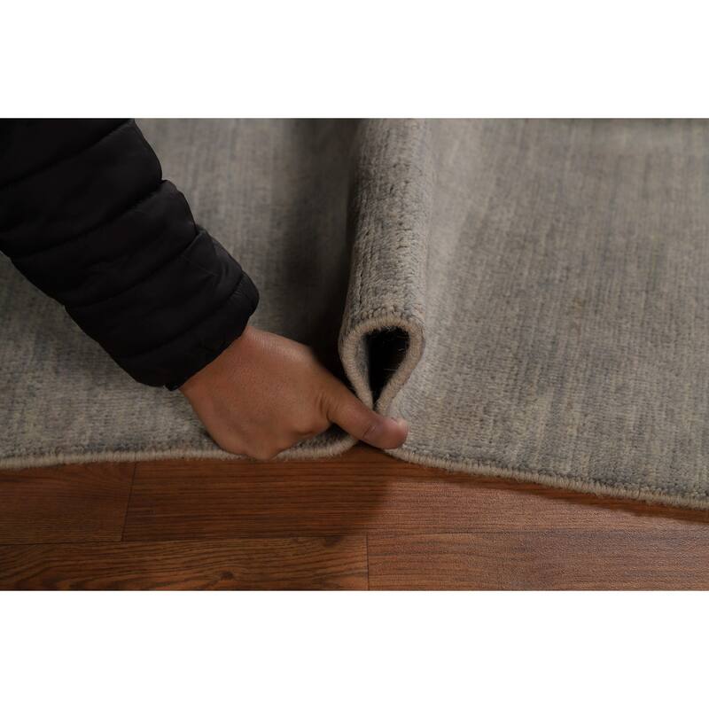 Striped Gray Gabbeh Modern Rug Handmade Wool Carpet - 3'3" x 4'6"