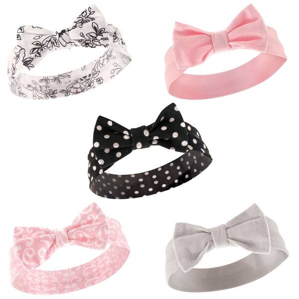 slide 1 of 1, Hudson Baby Infant Girl Cotton Headbands 5pk, Toile, 0-24 Months - Toile Toile - 0-24 Months