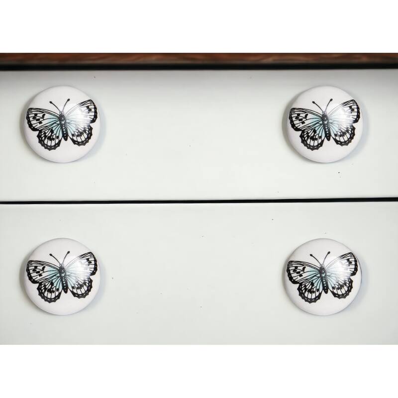HomeRoots Set of Eight Black And White Ceramic And Metal Drawer Pull Knobs - 1.5' X '1.5' X '1.5 - White/Black - 1.5' X '1.5' X '1.5