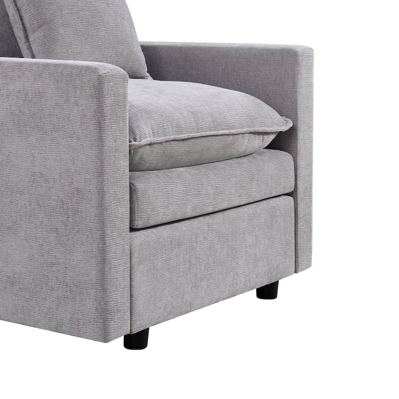 Chenille Fabric Comfy Deep Single Seat Sofa Upholstered Reading Armchair Living Room