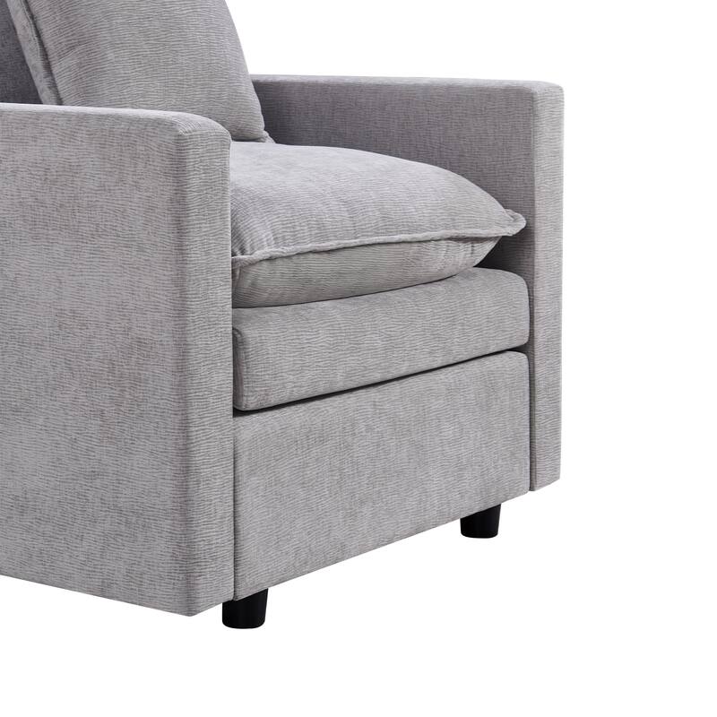 Chenille Fabric Upholstered Reading Armchair Comfy Deep Single Seat Sofa Living Room
