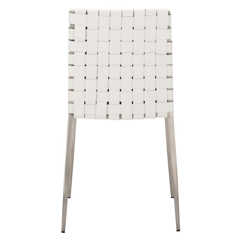 SAFAVIEH Monnie Woven Leather Dining Chair (Set of 2) - 15.8" W x 19.8" L x 33.5" H - 16Wx20Dx34H