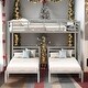 preview thumbnail 1 of 12, Full over Twin&Twin Size Bunk Bed with Built-in Shelf, Silver Silver