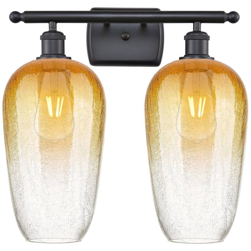 Innovations Lighting 516-2W-16-17 Brookhaven Flute Vanity Brookhaven - Matte Black / Amber