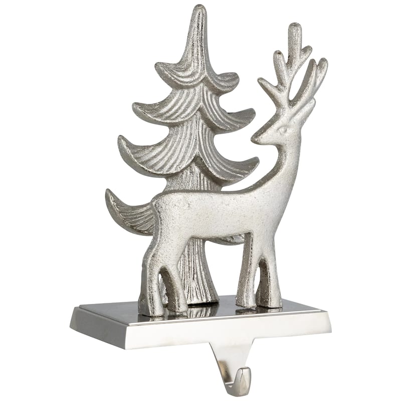 Reindeer and Pine Tree Christmas Stocking Holder - 7"