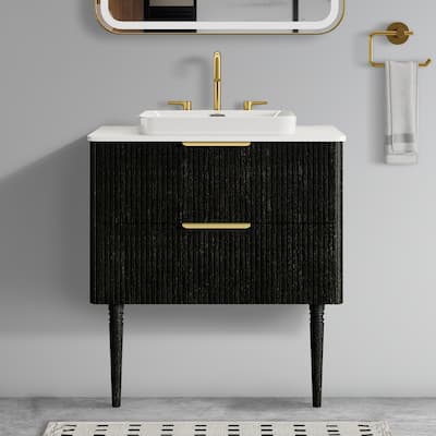 GDFStudio - Elena Freestanding 30" Bathroom Vanity with Ceramic Sink and Soft-Close Drawers