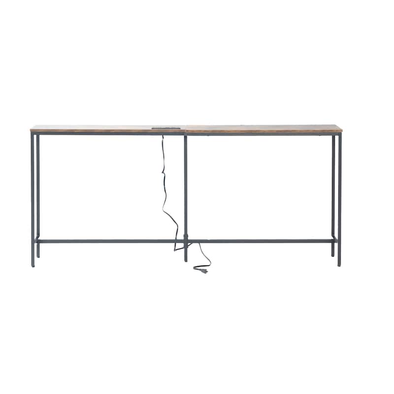 Homy Casa Console/Sofa Table with Outlets & USB Ports, Metal Frame