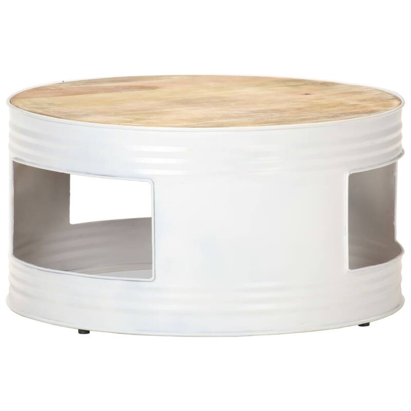vidaXL Coffee Table White 26.8"x26.8"x14.2" Solid Mango Wood