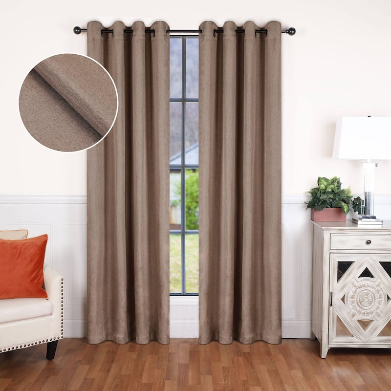 Superior Linen Washable Room Darkening Curtains, Set of 2 Panels - 52" x 84" - Acorn