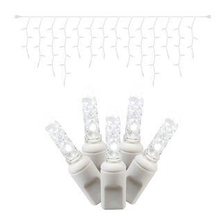 Wintergreen Lighting 70 LED White Twinkling Icicle Lights – White Wire – 7 Ft
