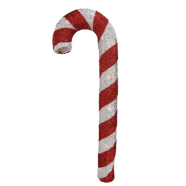 Shop 31 Lighted Red And Silver Striped Candy Cane Tinsel
