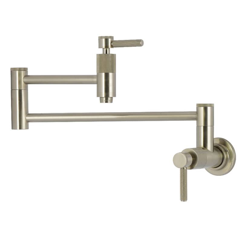 Kingston Brass Essex Double-Handle Wall-Mount Pre-Rinse Bridge Kitchen Faucet - Brushed Nickel