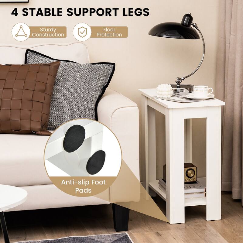 Gymax 2-Tier End Table Modern Sofa Bedside Table Compact Nightstand