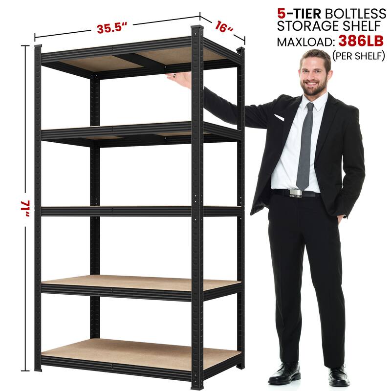 Yaheetech 71in 5-Tier Metal MDF Storage Rack, Adjustable Shelves, 386lb Capacity for Each Shelf