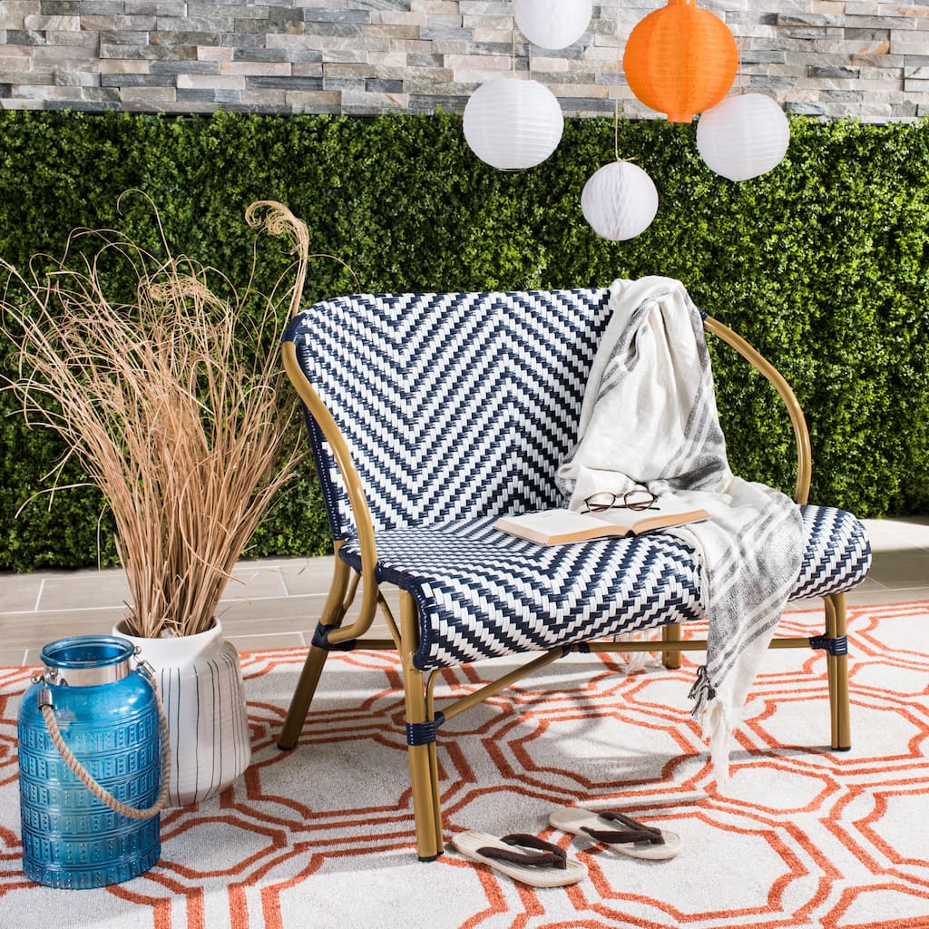 SAFAVIEH Skyla Herringbone Rattan Settee - 38.5" W x 24.5" D x 33.5" H - 39W x 34D x 25H
