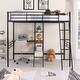 preview thumbnail 3 of 12, Black Twin Size Metal Loft Bed and Built-in Desk and Shelves for Kids, Boys and Girls