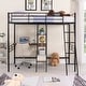 preview thumbnail 3 of 7, Modern Twin Size Metal Loft Bed and Built-in Desk and Shelves, Black