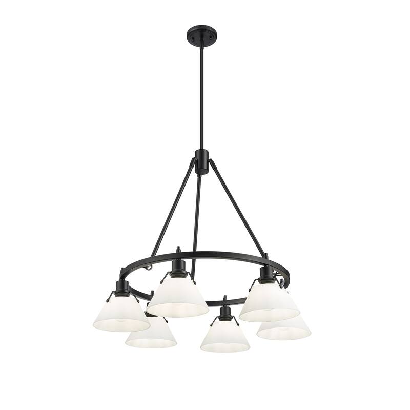 Orwell 6-Light Chandelier in Matte Black with Opal Glass