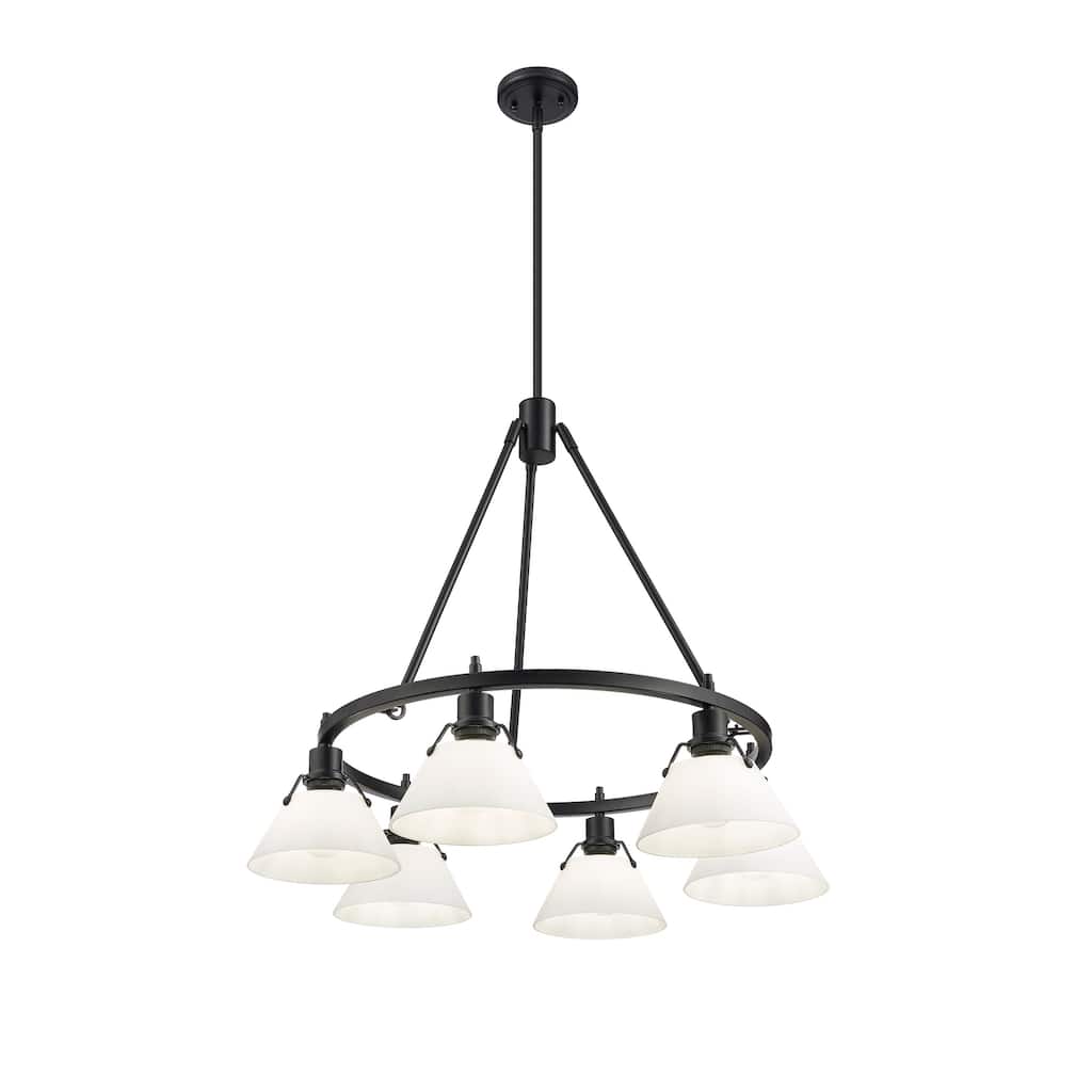 Orwell 6-Light Chandelier in Matte Black with Opal Glass