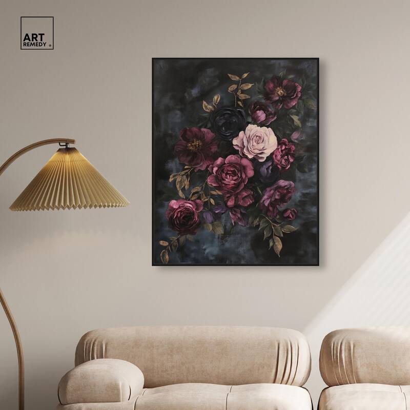 Vintage Dark Roses Canvas by Art Remedy