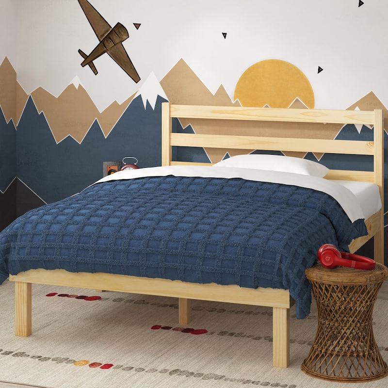 Priage by ZINUS Pine Wood Platform Bed Frame with Headboard