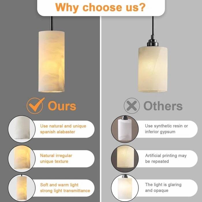 Dimmable LED Solid Brass Pendant Light with Spanish Alabaster Shade