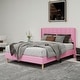 preview thumbnail 5 of 91, Caxkun Upholstered Platform Bed Frame with Wingback headboard Pink - Full