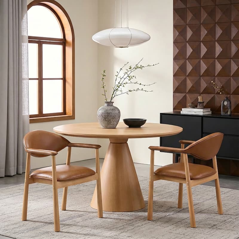 Christopher Knight Home - Modern Upholstered Rubber Wood Dining Chairs with Ergonomic Curved Back - Set of 2 - Brown,Natural
