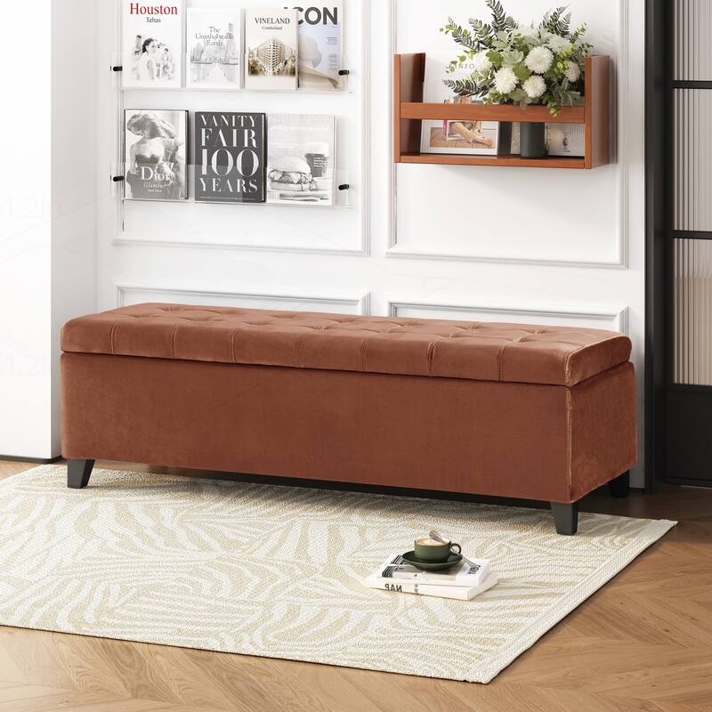 Versatile Sturdy Ottoman with Spacious Hidden Compartment for Home - Blush - Medium