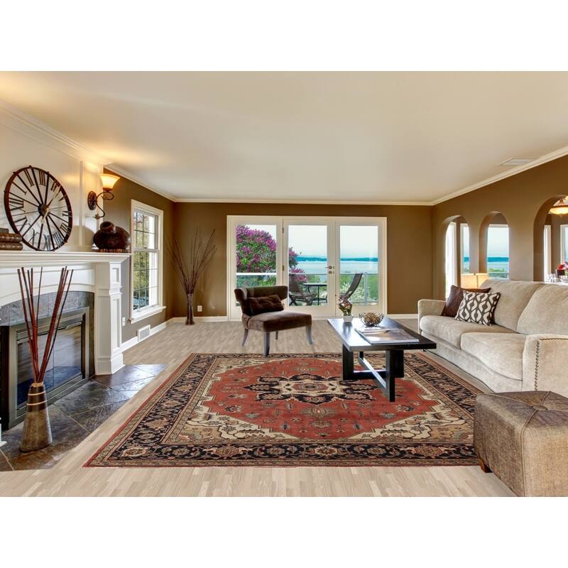 Vegetable Dye Heriz Serapi Persian Area Rug Hand-knotted Wool Carpet - 9'0" x 11'3"