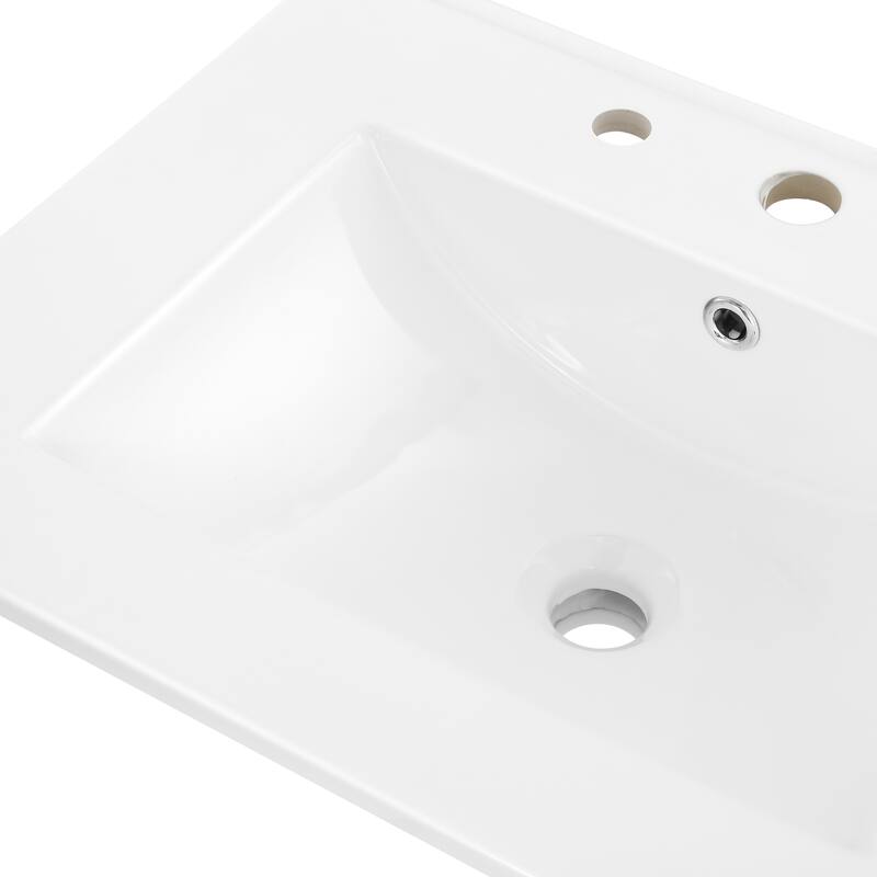Aubert 3-Hole Classic Contemporary Rectangular Ceramic Single Sink Basin Vanity Top, by JONATHAN Y