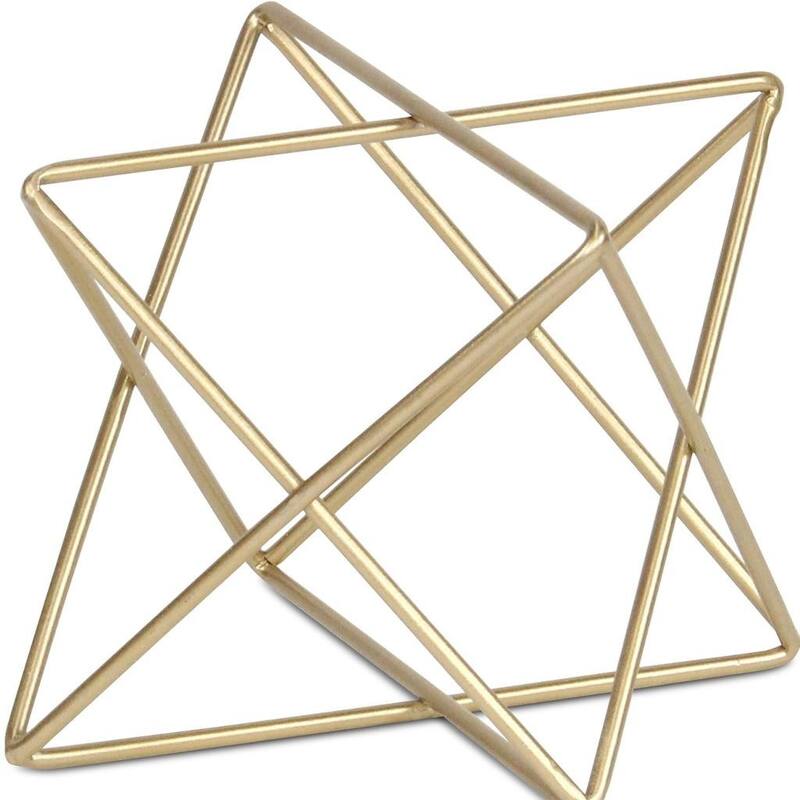 HomeRoots 6" Gold Metal Open Geometric Tabletop Sculpture - 8.00 in. x 5.50 in. x 8.00 in.