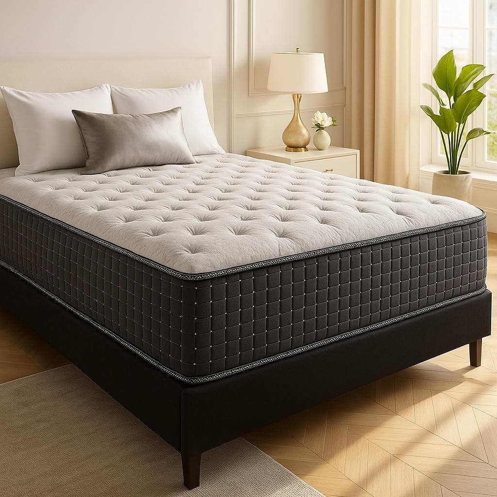 14" Luxury Foam Encased Hybrid Mattress, Strong Edge Support, High Density Foam, 2" Fluffy Quilted Top, Black