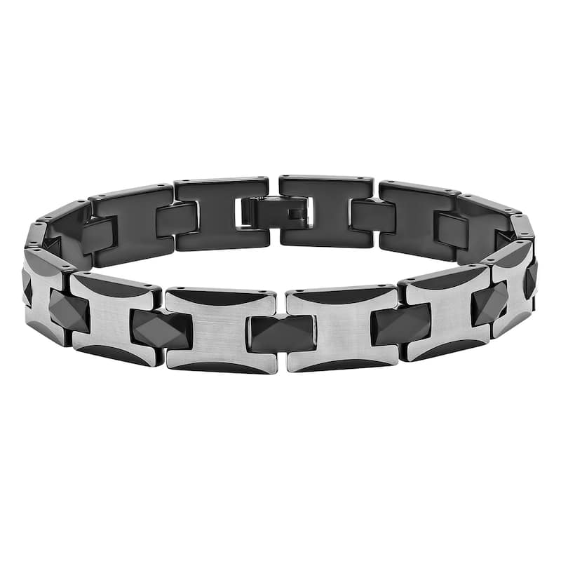 Steel Nation Tungsten Black Finish Beveled Edge Bracelet