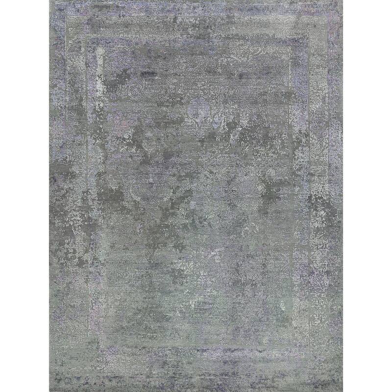 EXQUISITE RUGS Maison Hand-knotted Wool/Bamboo Silk Charcoal/Purple Area Rug.