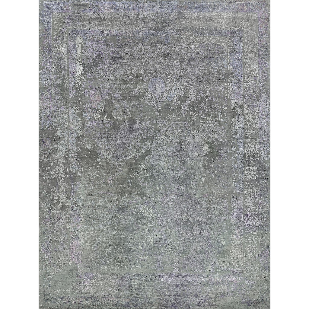 EXQUISITE RUGS Maison Hand-knotted Wool/Bamboo Silk Charcoal/Purple Area Rug.