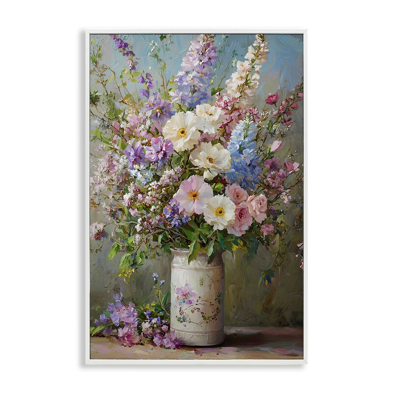 Stupell Flowers in Southern Country Vase Framed Giclee Art Design By Franklyn Gregory - 12 x 18 - White