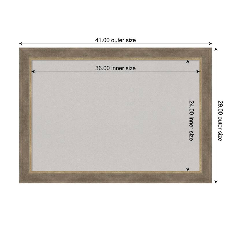 Driftwood Tan Wood Framed Cork Board - Bulletin Board, Organization Board, Pin Board - Grey - 41 x 29 in