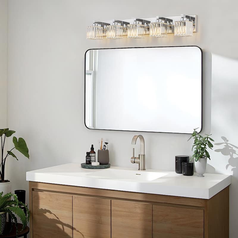 2/3/4/5 Light Bathroom Vanity Light Wall Sconce with Crystal Shade