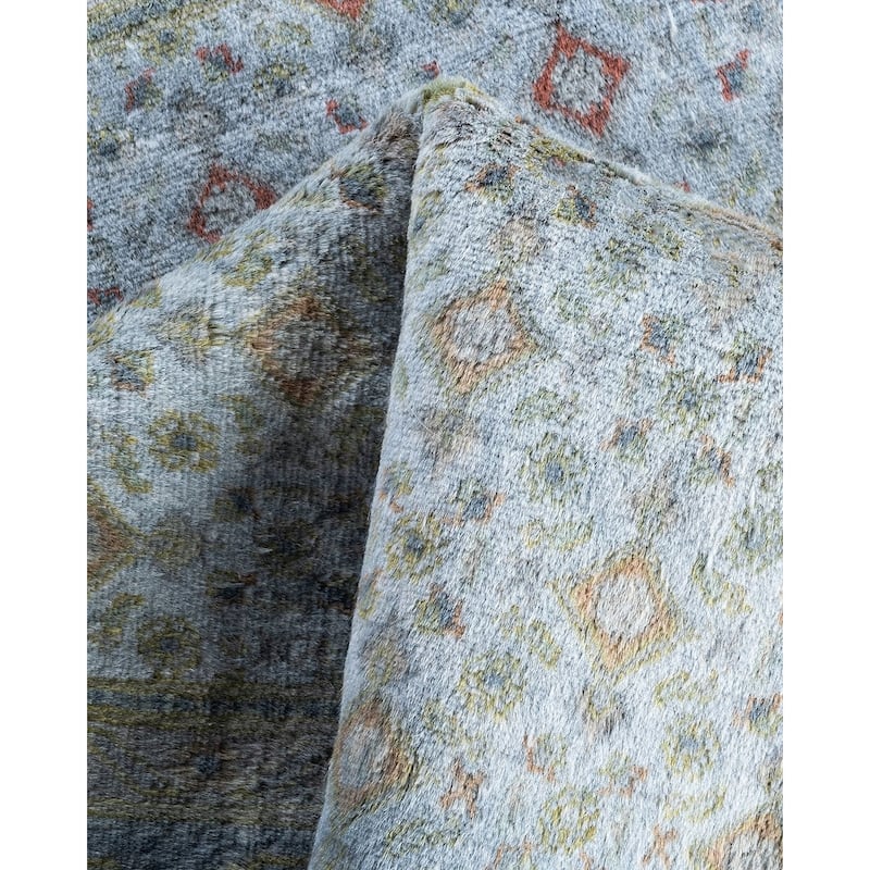 Fine Vibrance One-of-a-Kind Hand-Knotted Area Rug - Gray, 4' 2" x 5' 9" - 4' 2" x 5' 9"